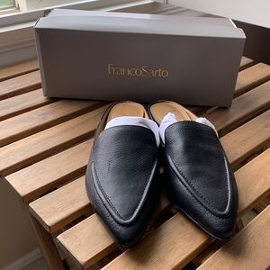 Franco Sarto Black Leather Mules